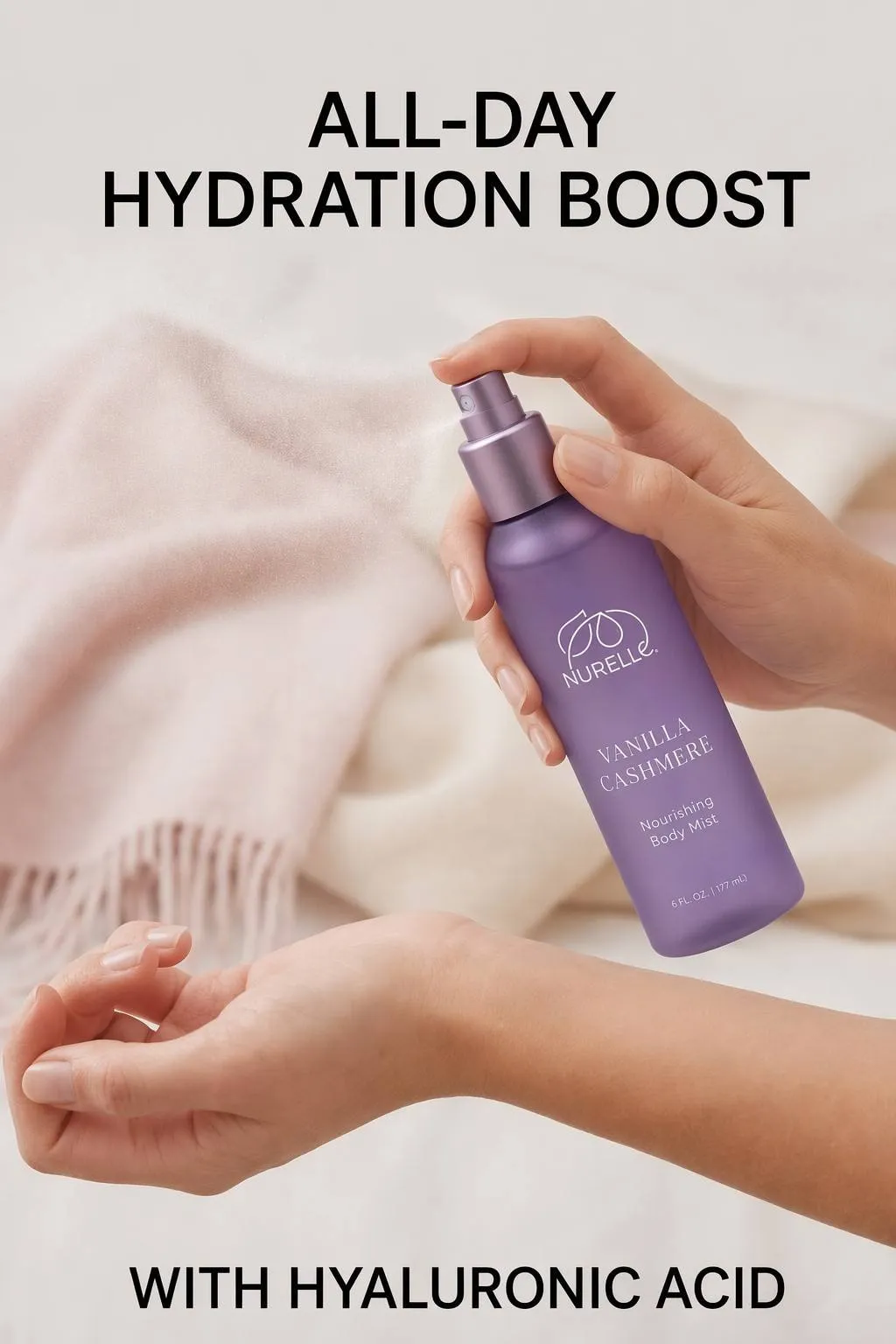 Brume corporelle de luxe aux extraits naturels, parfum en spray longue tenue vanille et cachemire pour femme